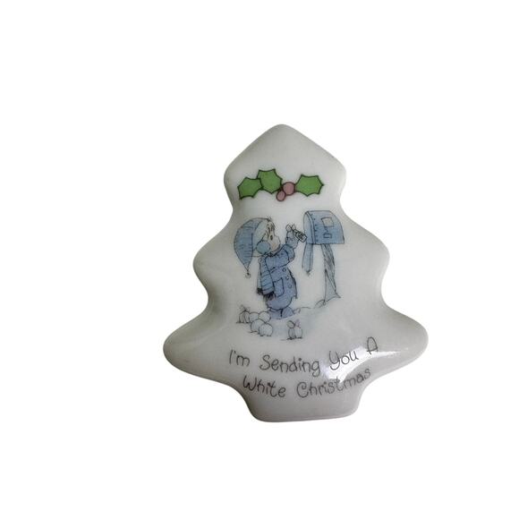 Precious Moments Lot Two 1984 Thimbles & 1990 Christmas Tree Trinket Box - Picture 2 of 8